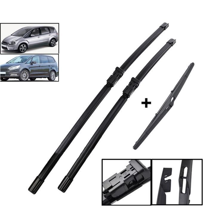 Set van 3 ruitenwissers (voor en achter) voor Ford S-Max MK1 2009-2015 en Galaxy CD340 2010-2015