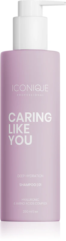 ICONIQUE Professional CARING LIKE YOU Shampoo hidratante de hidratação profunda para cabelos secos e danificados