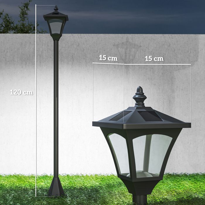 Outsunny - Luminária externa - Plástico - 15x15x120cm - Preta