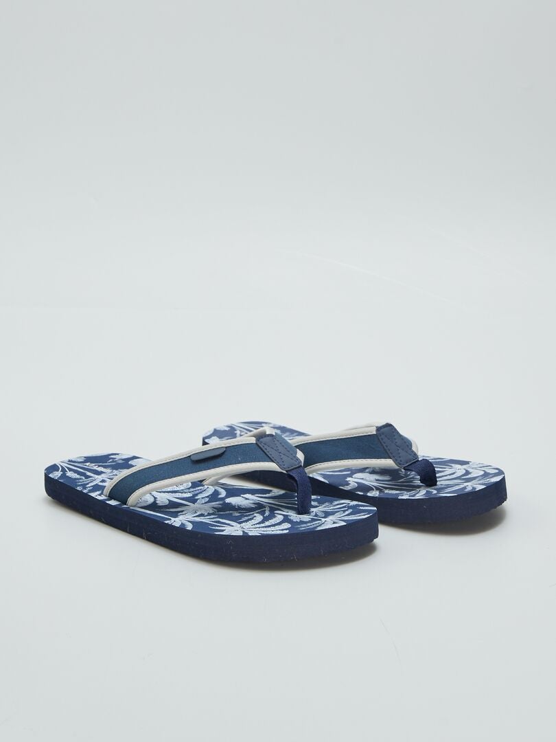 Chinelo de dedo com tira de tecido - AZUL