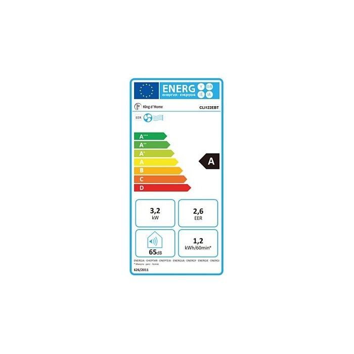 Ar condicionado portátil - KING D'HOME - CLI122EBT - 3,2 kW (11000 BTU) - Consumo de energia de 1400 W - Programável