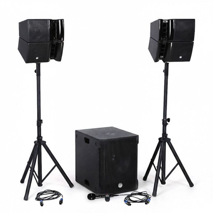 Sistema audio DJ PA completo da 1200 W BM SONIC BMS15-HORN, altoparlanti satellite, subwoofer da 38 cm con USB/Bluetooth, fermacavi