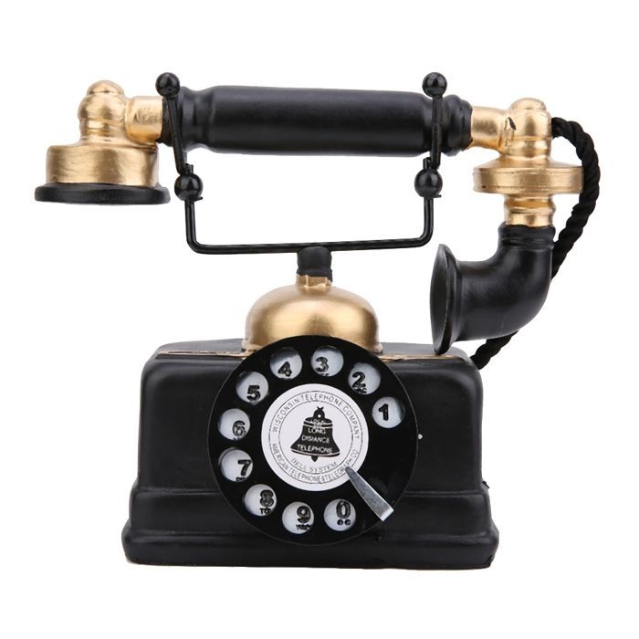 Vintage-Retro-Telefon mit Schnur und Festnetzanschluss, Dekoration für Zuhause oder Büro, schwarz