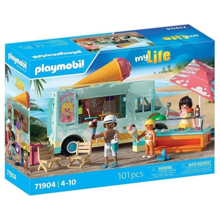Playmobil 71904 Camioncino dei gelati e 3 personaggi, Vacanza al mare My Life, Design retrò anni '50, 101 pezzi, Età 4+