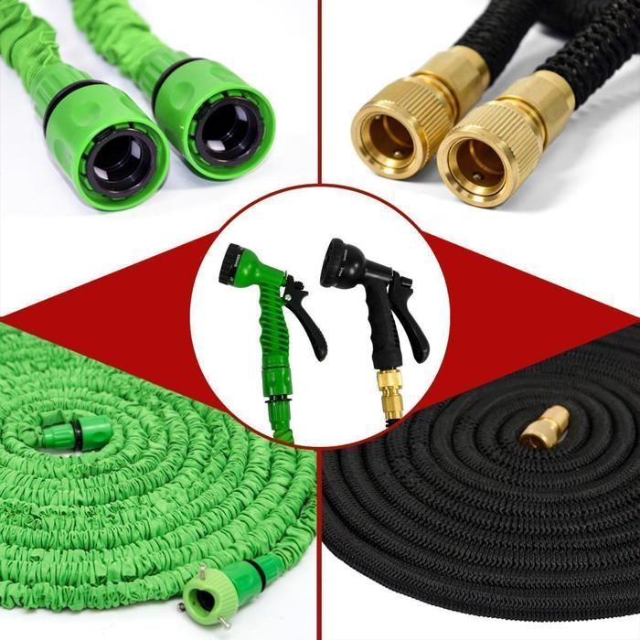 Manguera de jardín extensible Magic Hose de 7,5 m a 22,5 m + pistola pulverizadora - EYEPOWER - Negra