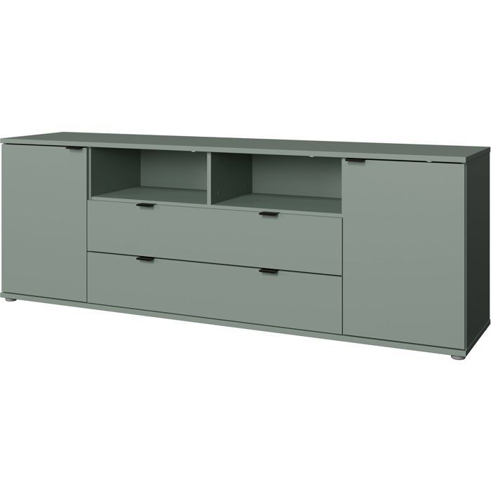 Mobile porta TV - GANYMEDE - Salvia - 2 ante, 2 cassetti, 2 ripiani - 179,8 x 41,3 x 63,1 cm