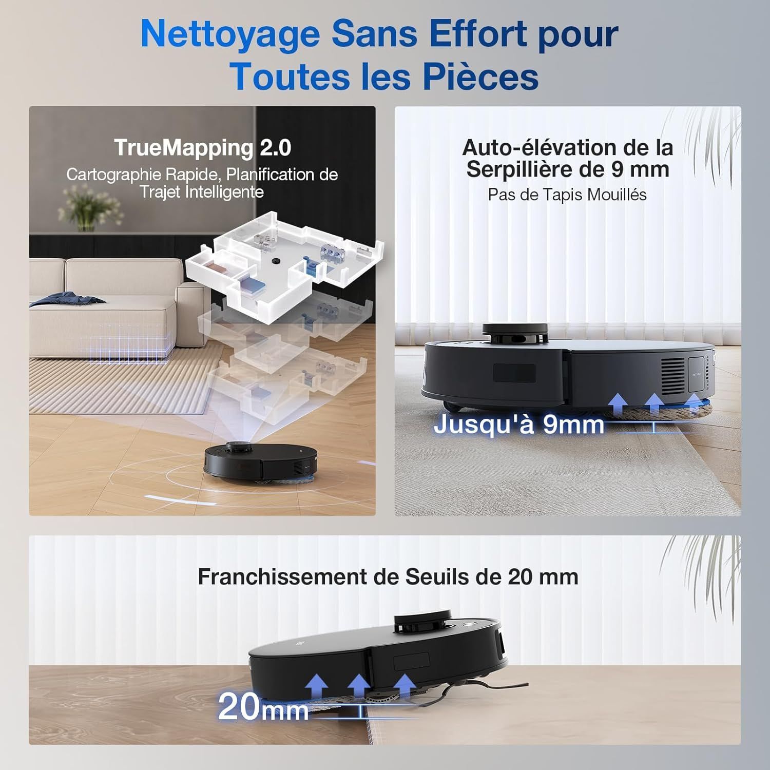 ECOVACS Deebot T30s Pro Gen2 - Aspirador e Mop Robô com Estação de Carregamento - 13500 Pa - Escova ZeroTangle - Limpeza com Água Morna