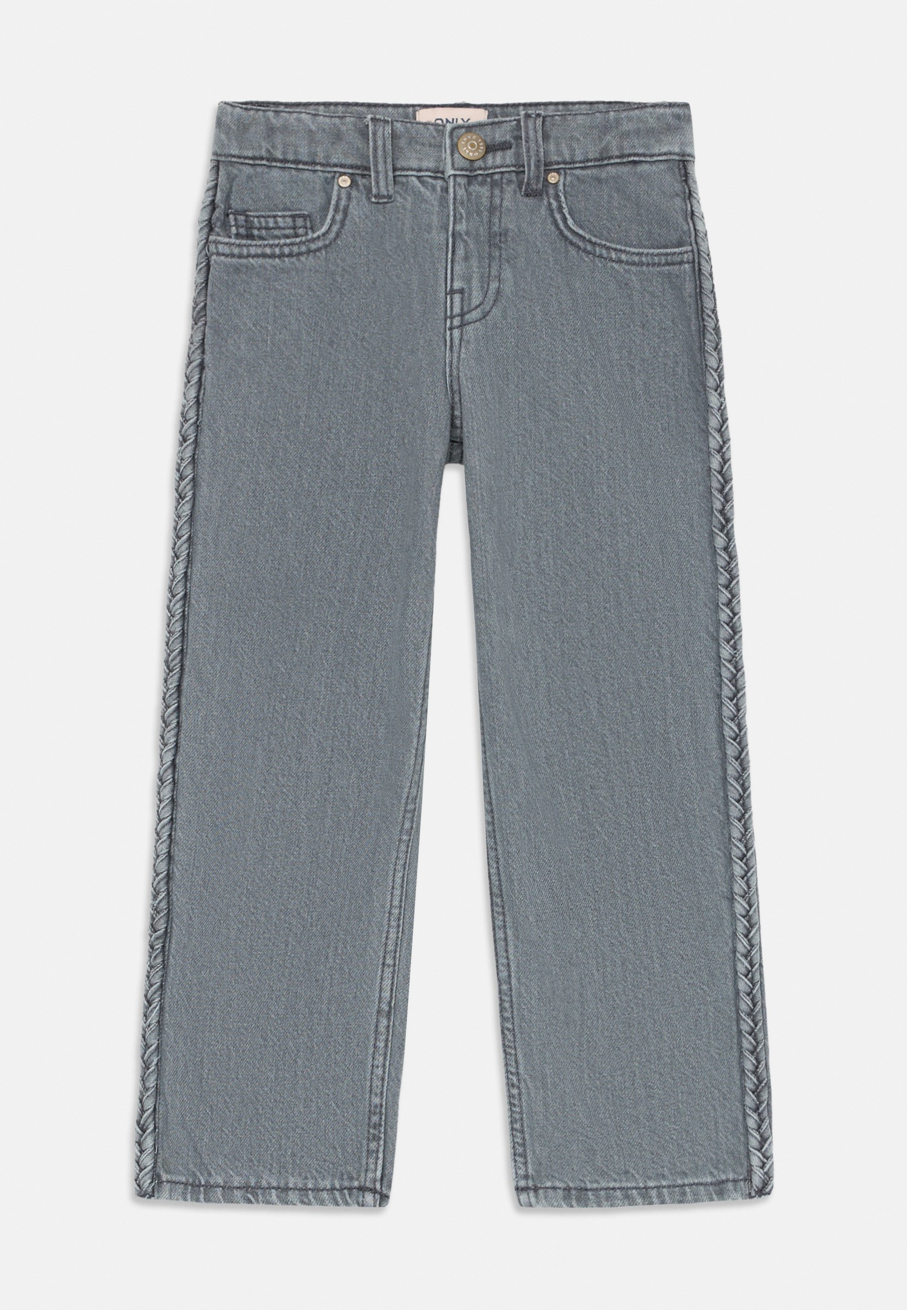 ONLY MINI KMGLUMI BRAID STRAIGHT LEG - Rechte jeans - middengrijs denim