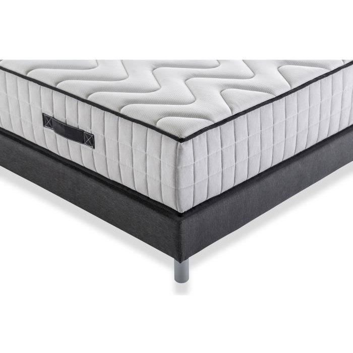 Conjunto de colchón y base de cama de 160 x 200 cm - 672 muelles ensacados - 7 zonas de confort - 27 cm - Firme - DEKO DREAM Hotel Supreme