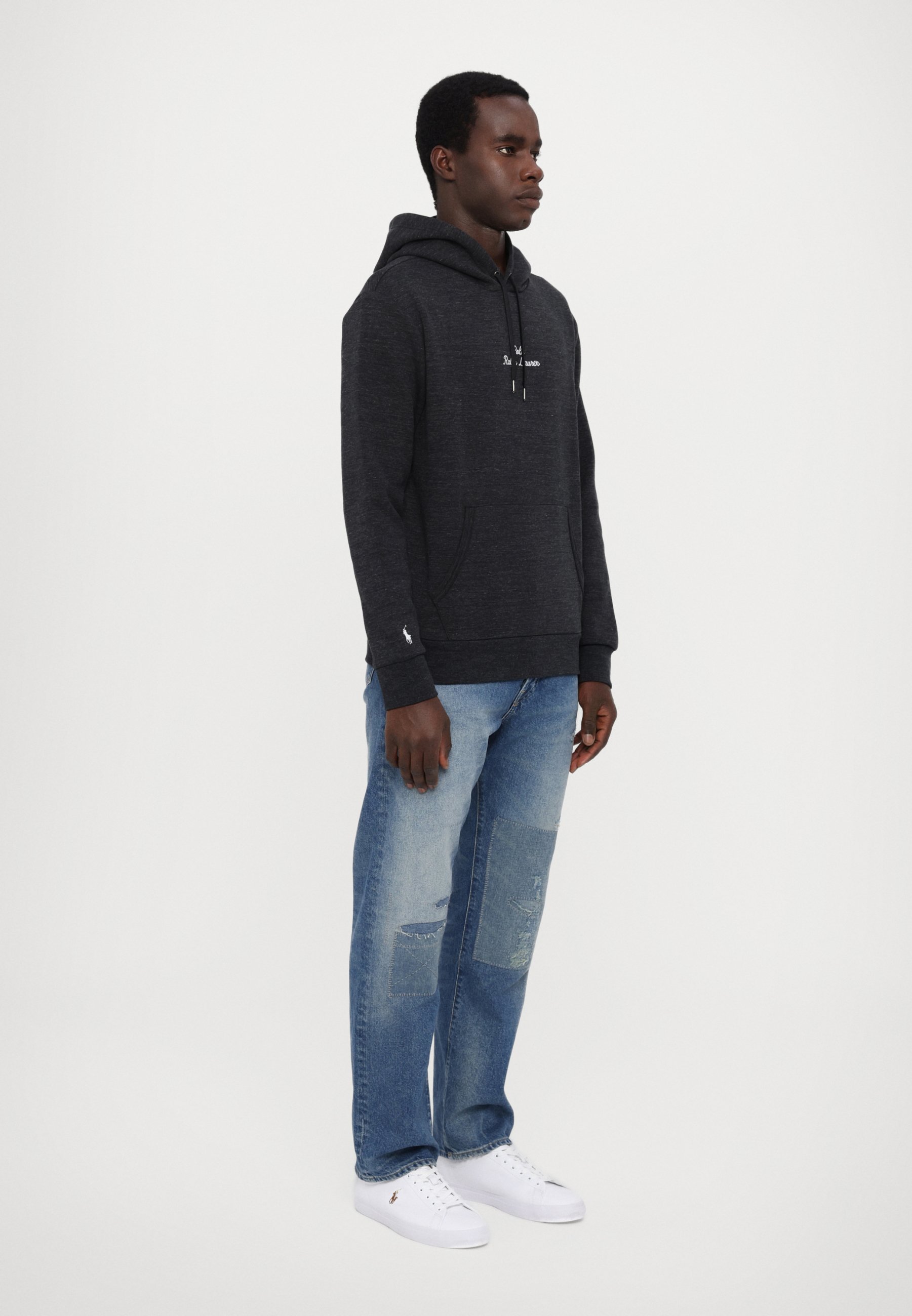 Polo Ralph Lauren LOGO DUBBELGEBREIDE HOODIE - Hoodie - zwart gemêleerd