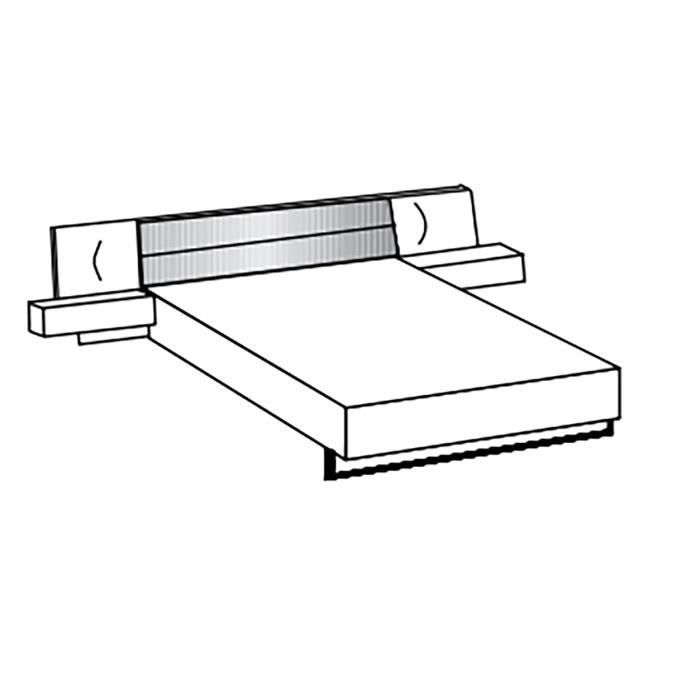 Letto matrimoniale king size (180 x 200 cm) + 2 comodini in rovere artigianale con finitura grafite, Lunghezza 301 x Profondità 210 x Altezza 104 cm