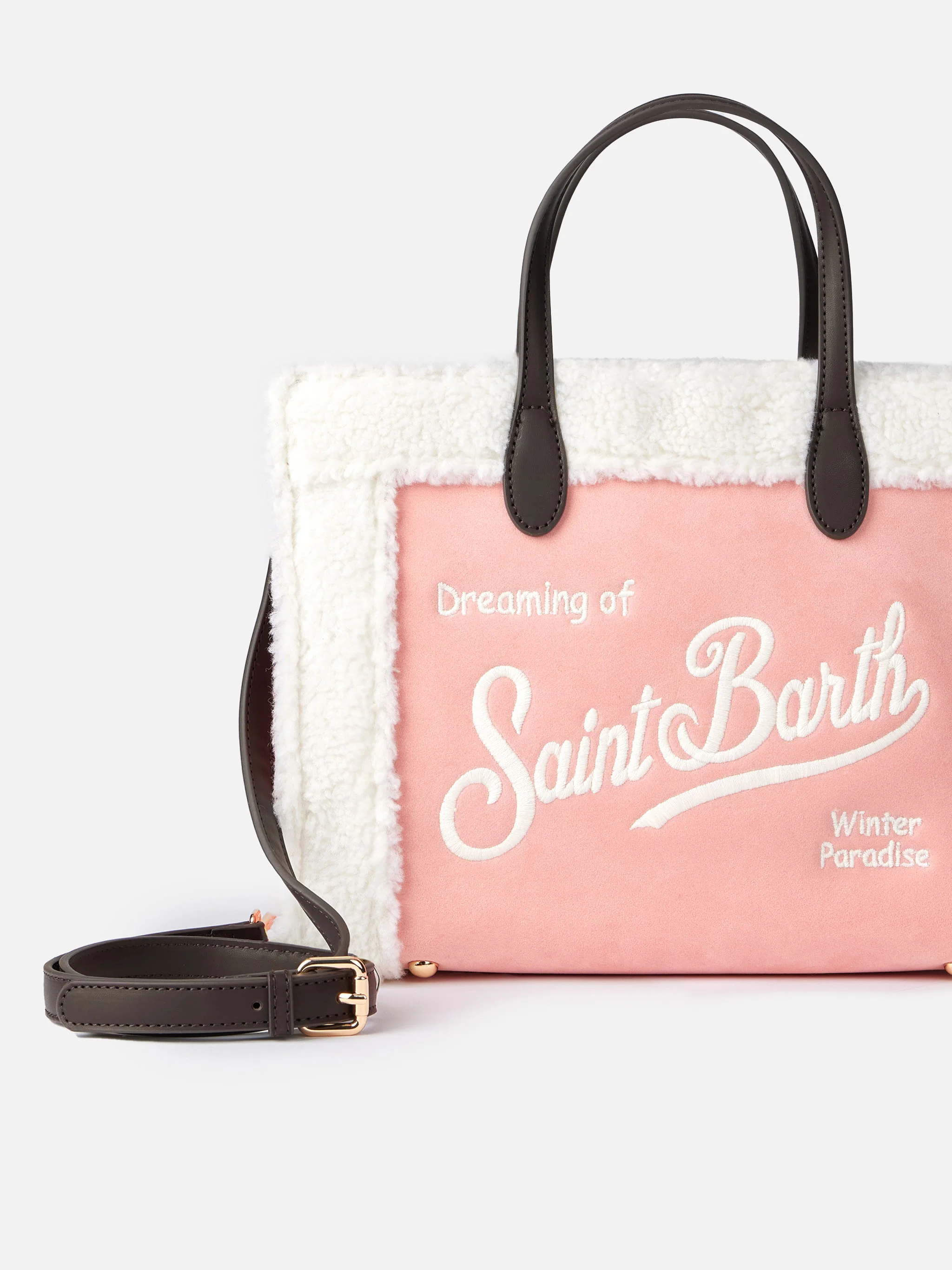 Roze Vivian-tas met sherpa-details