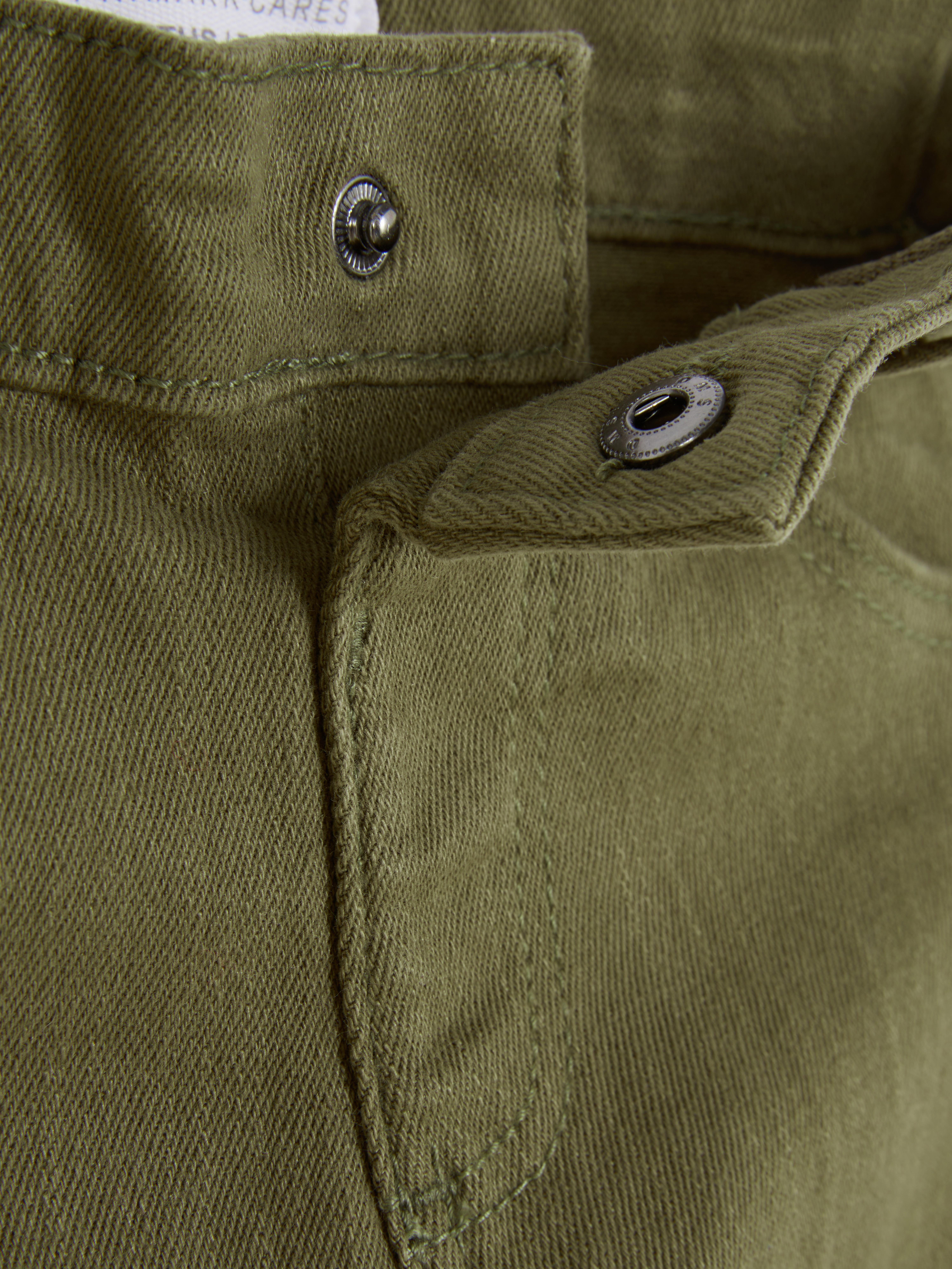 Pantaloni drepți din bumbac twill Pantaloni clasici din bumbac twill cu picioare drepte și buzunare