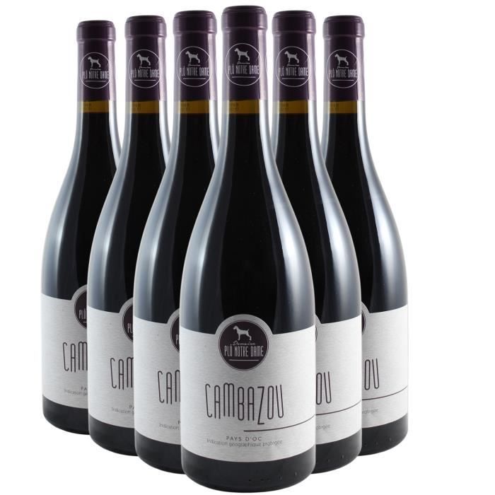 Pays d'Oc Cambazou Rouge 2019 - Lot de 6x75cl - Domaine Plô Notre Dame - Vin IGP Rouge du Languedoc - Roussillon