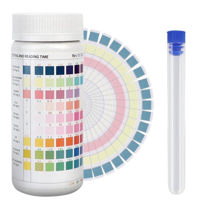 Aquarium teststrips - 100 stuks, 9-in-1 pH Nitriet Nitraat Zoetwater Zoutwater Geen