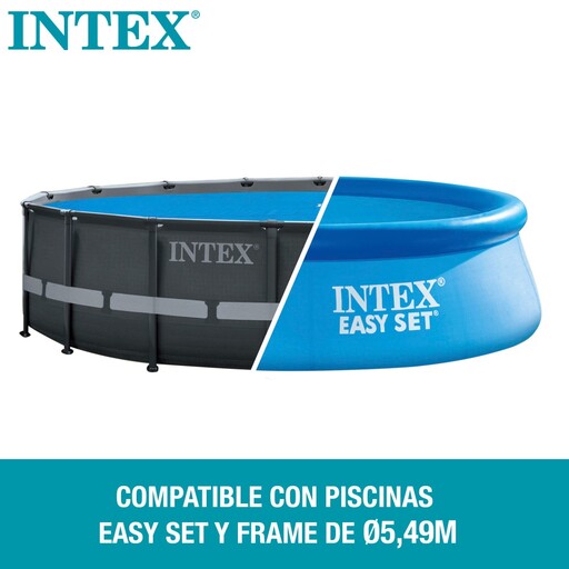 Couverture de piscine solaire Intex Easy Set avec cadre métallique 549 cm