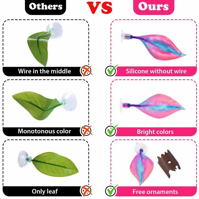 Hamac à feuilles pour lit Betta, 2 pièces, pour un repos pratique, poisson Betta, rose