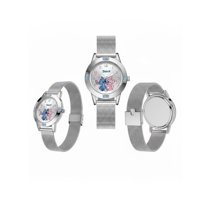 Reloj Disney Stitch para niñas – Brazalete de acero inoxidable – Diseño 
