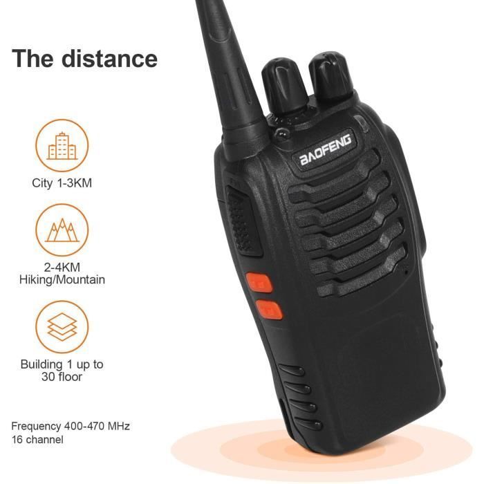 Walkie-Talkie - BAOFENG - BF-888s - 16 Canais - Recarregável - Alcance de 3 a 5 km