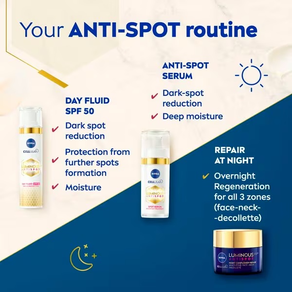 NIVEA Cellular Luminous 630 dienas krēms pret plankumiem SPF50 40 ml - Visiem ādas tipiem