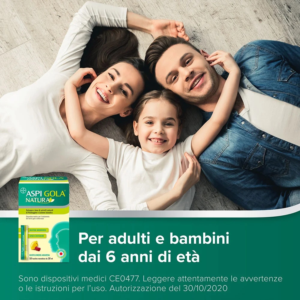 ASPIRINE Sirop Aspi Gola Natura à la cerise et au citron 16 comprimés pour le mal de gorge