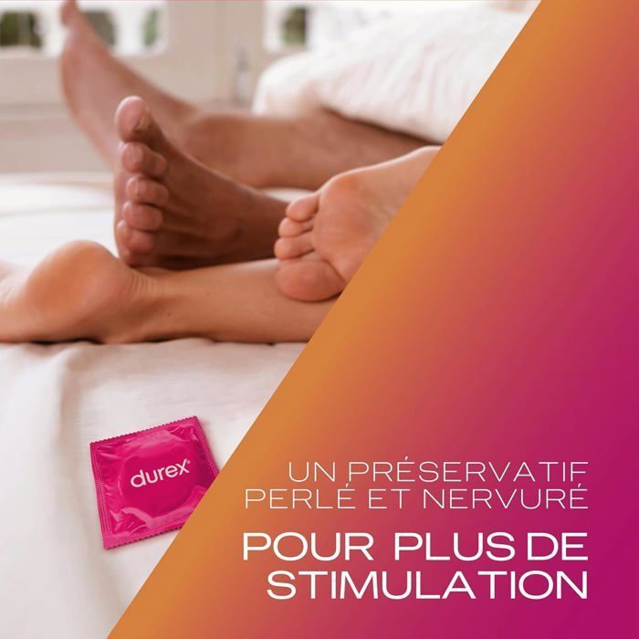 Durex - Lot de 40 Préservatifs Pleasure Me - Texture Ultra Perlés - 2x20 pièces