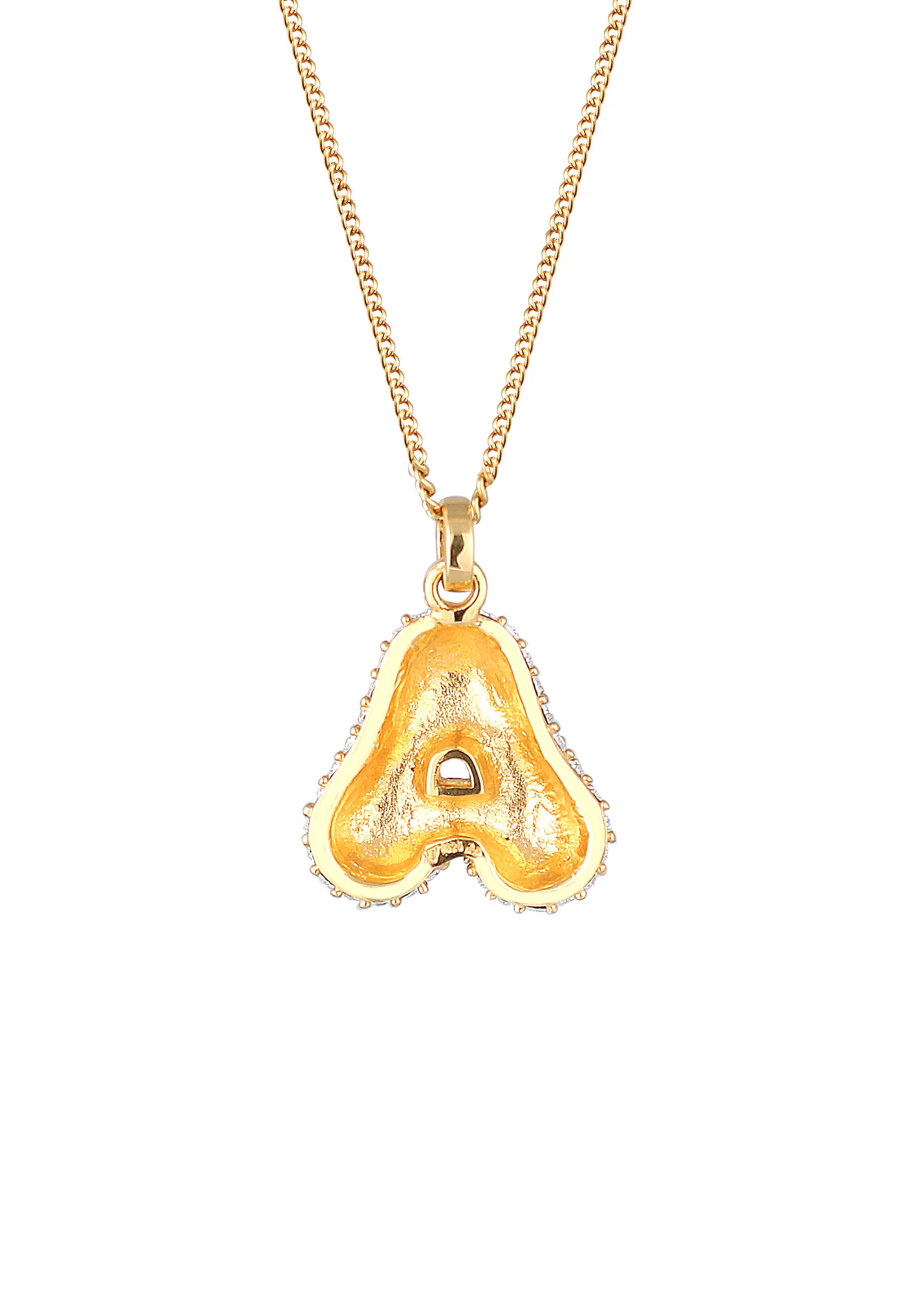 Elli Elli Collier Femme Lettre Pendentif Cristaux de Verre Xilion Cut Blanc 925 Argent Sterling Plaqué Or 45cm