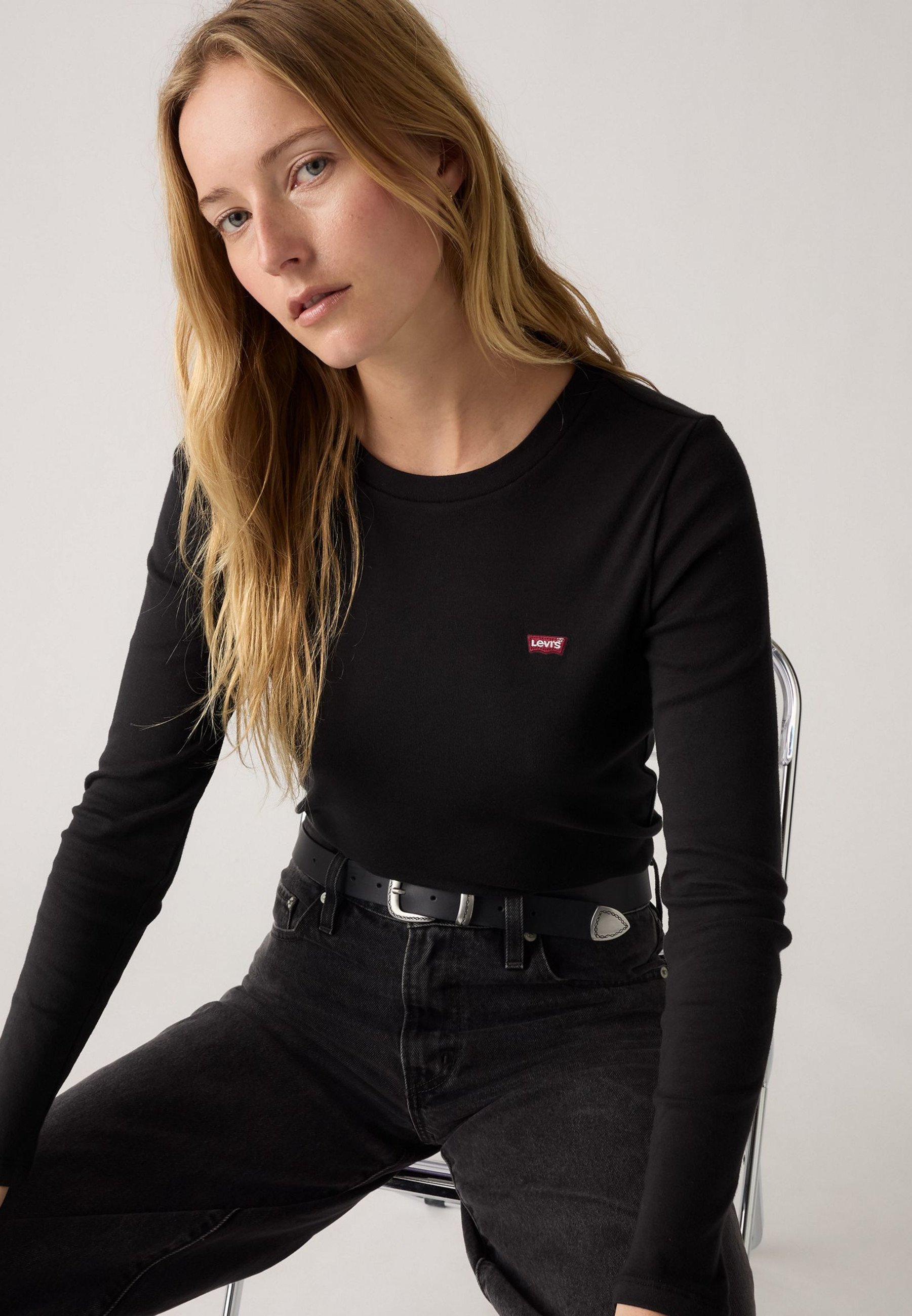 Levi's® ESSENTIAL TEE 2-PACK - Top met lange mouwen - wit/antraciet nacht