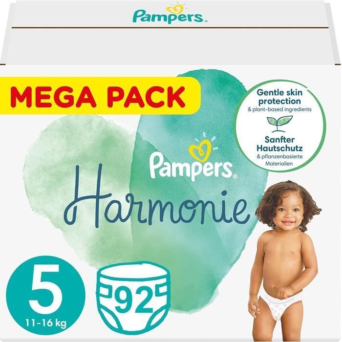 PAMPERS HARMONIE TAILLE 5 92 COUCHES (11-16 KG)