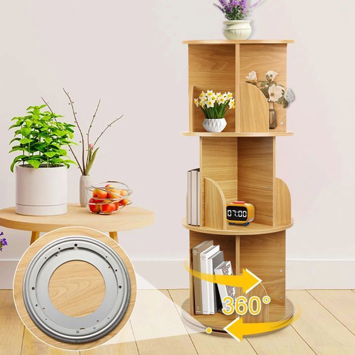 Estantería giratoria MIPAN - Estantería de almacenamiento - Para sala de estar, oficina, habitación infantil - 40*40*97cm - Amarillo