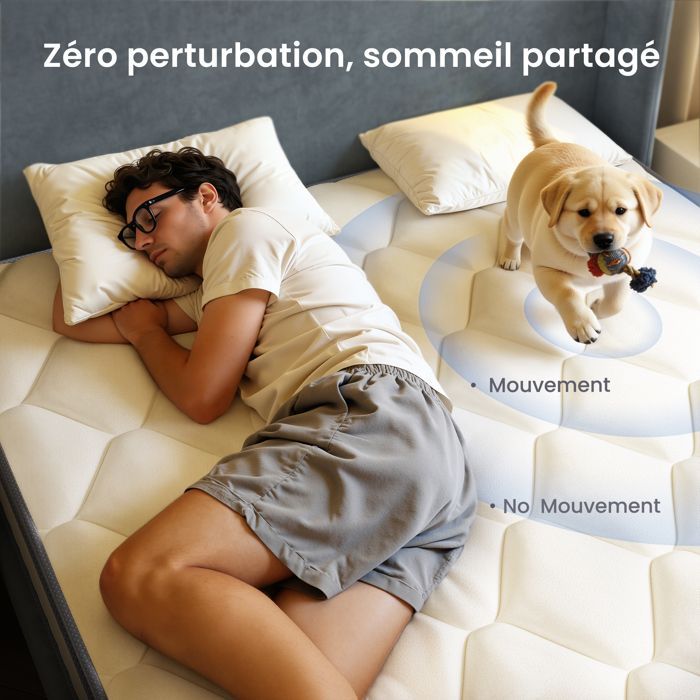Matelas 90x200 cm SweDrea ressorts ensachés 7 zones soutien ferme 25 cm toutes saisons