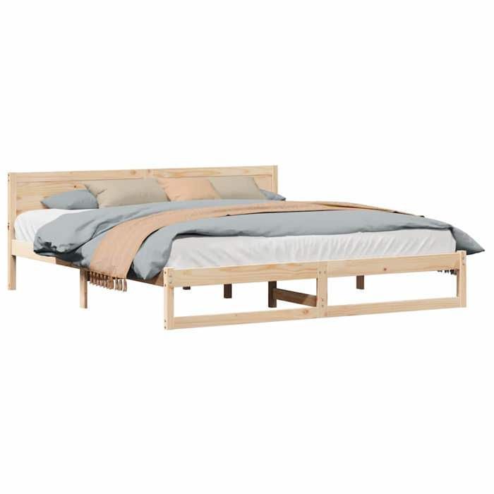 Cama doble CHIC para adultos - Estructura de cama de 200 x 200 cm, color marrón, madera maciza de pino #Sara47169