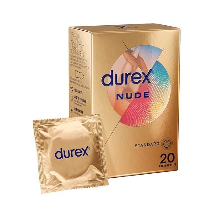 Durex Préservatifs Nude - 20 Préservatifs Extra Fins Sensation Peau Contre Peau