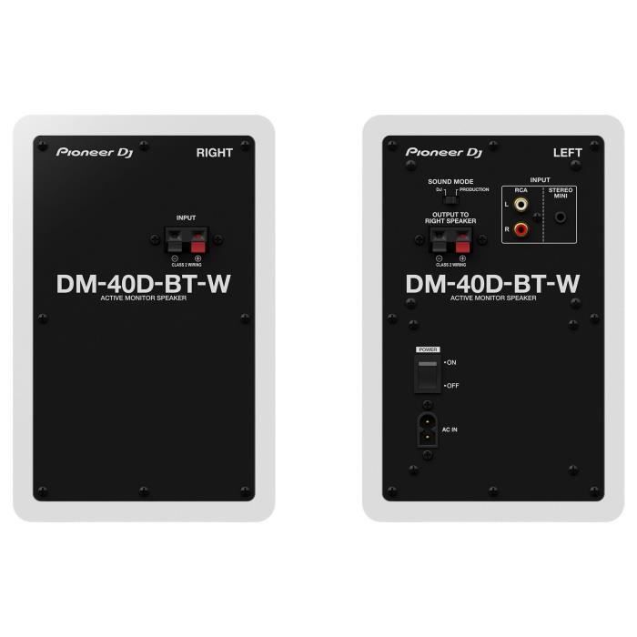 Pair of Pioneer DJ DM-40D-BT-W monitor speakers - Bluetooth - Bass Reflex - 2x19W - DJ or Production Mode - White