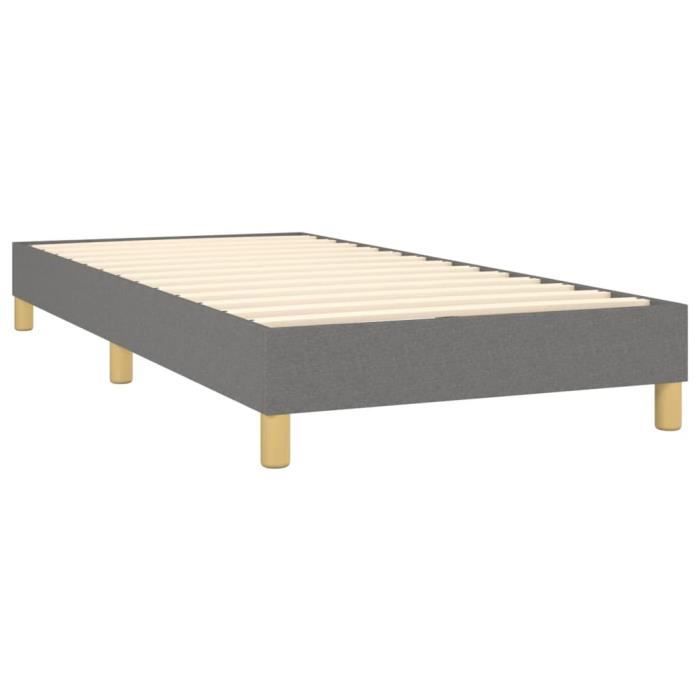 Base letto a molle GAROSA - 90x190 cm - Tessuto grigio scuro - Montaggio semplice - Singolo