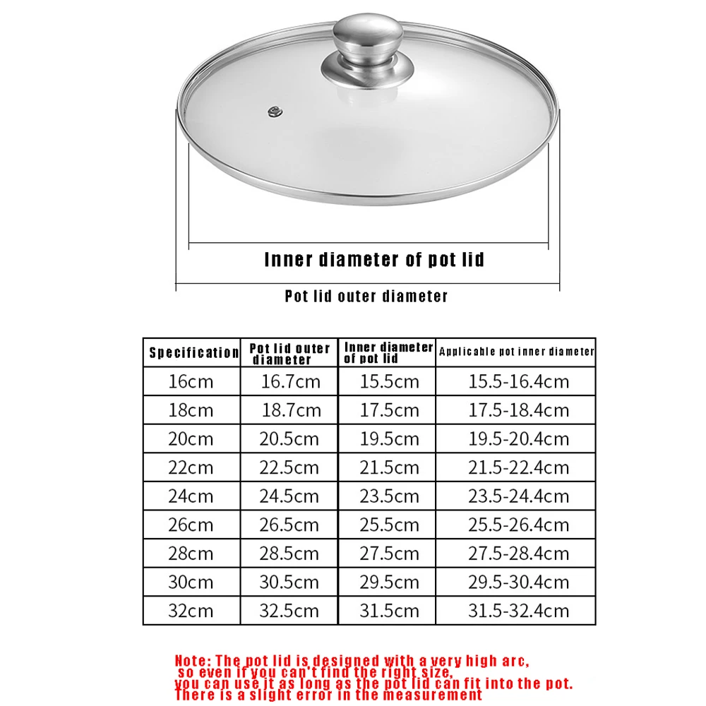 Couvercle de casserole en verre trempé, couvercle de poêle à rebord en acier inoxydable, couvercle rond en verre anti-éclaboussures et incassable pour poêle de cuisine polyvalente.