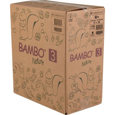 Bambo Nature gutter og jenter 0 % parfyme miljøvennlige bleierpakke, størrelse 3, 4–8 kg, 168 enheter.