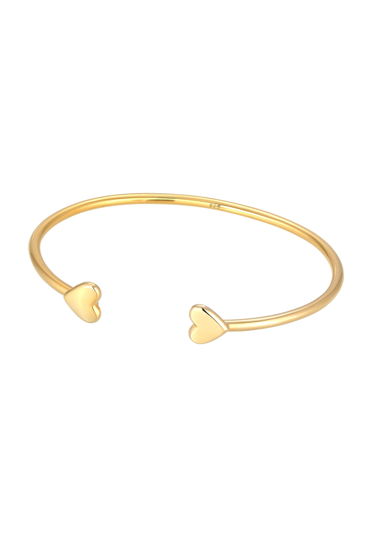 Elli PREMIUM Bangle Ouvert Coeur Symbole Basic Minimal Bracelet Femme - (925/1000) Argent