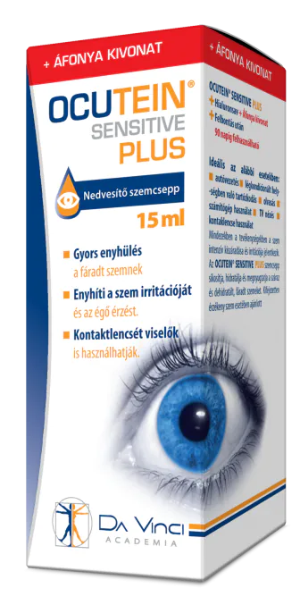 Ocutein Sensitive Plus, Nawilżające krople do oczu z hialuronianem sodu i ekstraktem z borówki