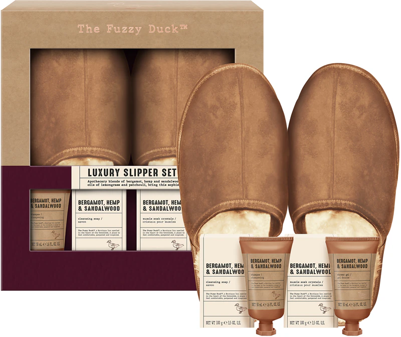 Conjunto de presente Baylis & Harding The Fuzzy Duck com bergamota, cânhamo e sândalo para homens.