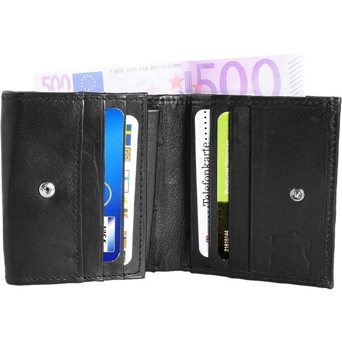 Men's wallet - Steinmeister - Genuine sheepskin leather - Black - 7 card slots