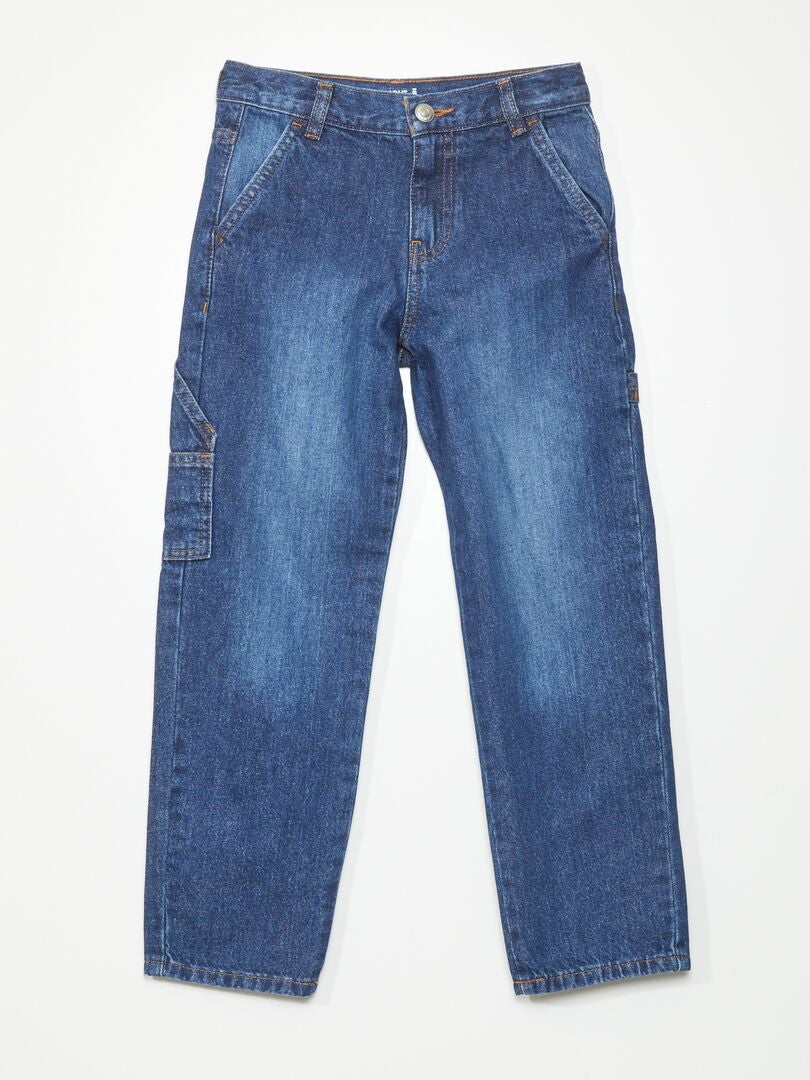 Rechte jeans met zijzakken - BLAUW