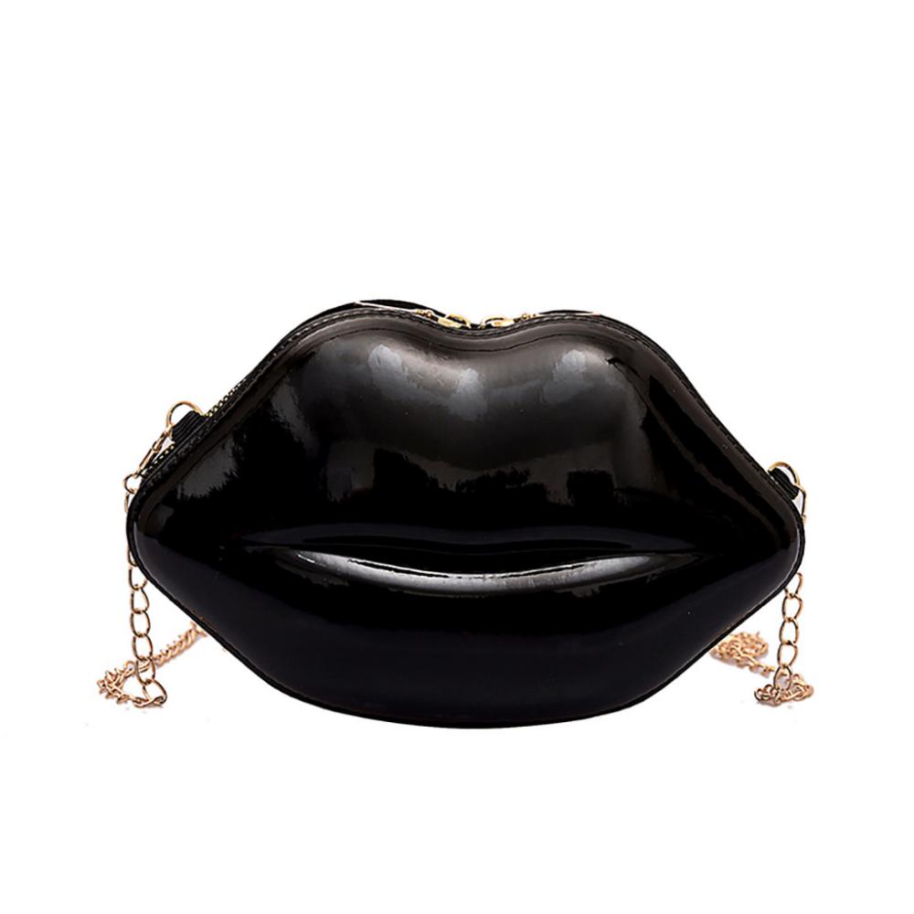 Sac à main bandoulière style lèvres sexy pour femme, en PU, avec chaîne, mini sac messager YY