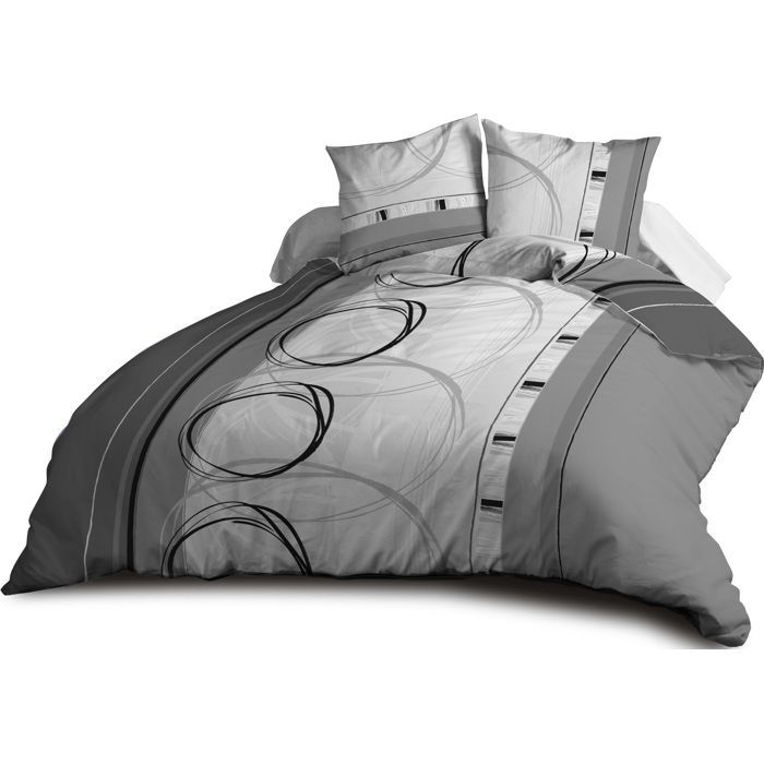 Funda nórdica 240x260 microfibra + 2 fundas almohada 63x63 Gris Roue-libre - Le Linge de Jules