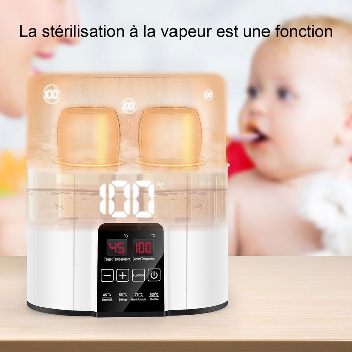 Termostato para biberones 2 en 1 - Calentamiento rápido - Esterilizador de vapor (blanco)