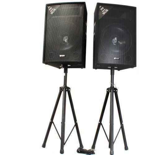 VONYX SL15 PA System Package - 2 x 800W Speakers - 15-inch Woofers - Stands and Carrying Case Included