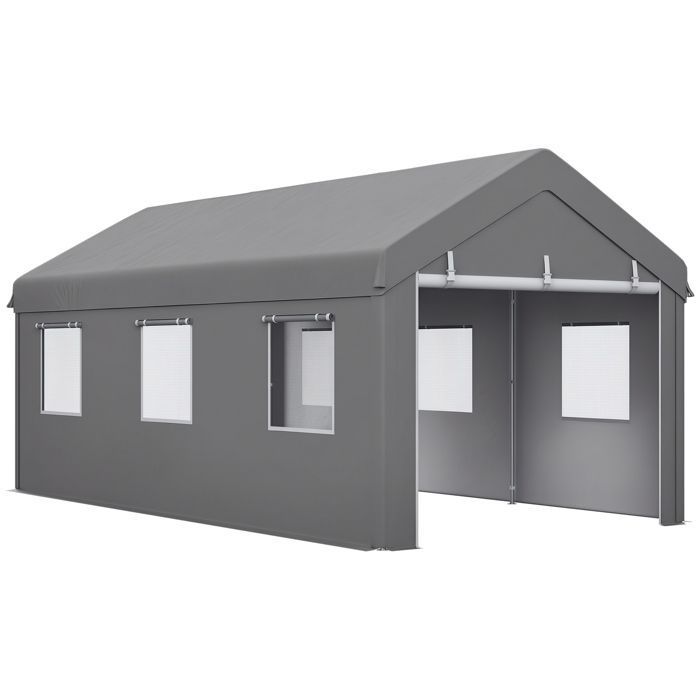 Cochera Outsunny - 600x295x278cm - PE - gris