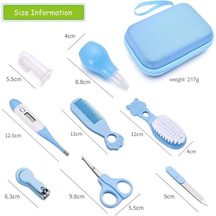 8pcs Trousse de Soin Bébé Naissance Set de Toilette Bébé Confort Lime à Ongles et D'autres Accessoires pour Le Voyage/à la Maison