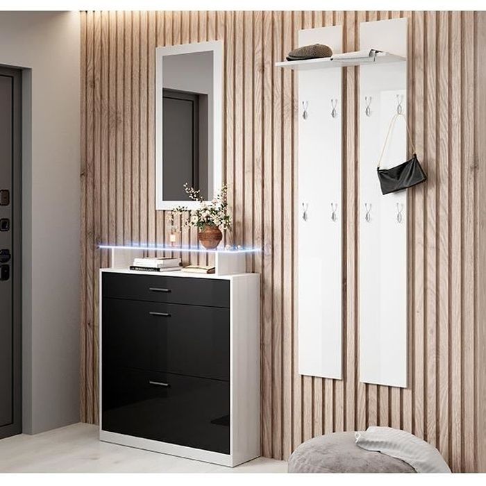 Set di mobili per ingresso - PAOLA - Bianco e nero - Lucido - Contemporaneo - Design