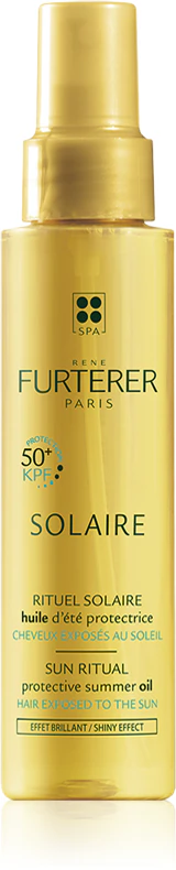 Óleo protetor René Furterer Solaire para cabelos enfraquecidos pelo cloro, sol e água salgada.
